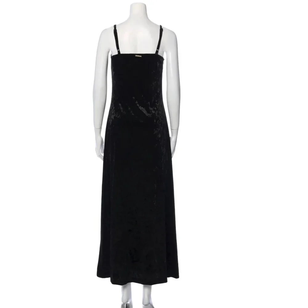 Micheal Kors Serita Maxi Slip Dress Black Velvet US Small